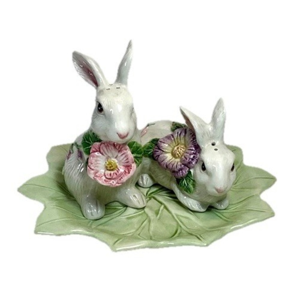Fitz & Floyd Fauna & Flora Salt & Pepper Rabbits Bunnies Easter So Pretty!‎